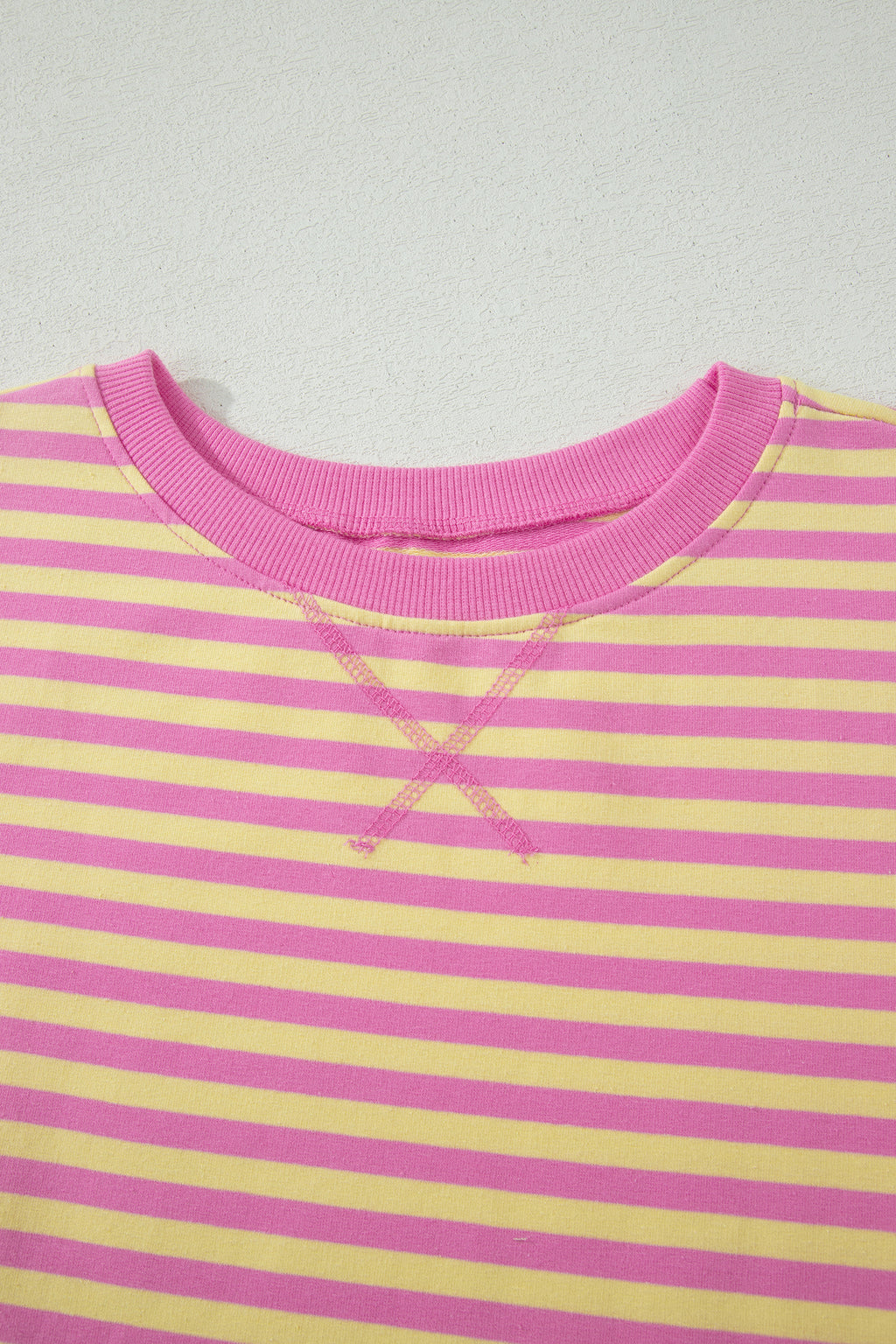 Pink Stripe Loose Short Sleeve Top and Skirt Set