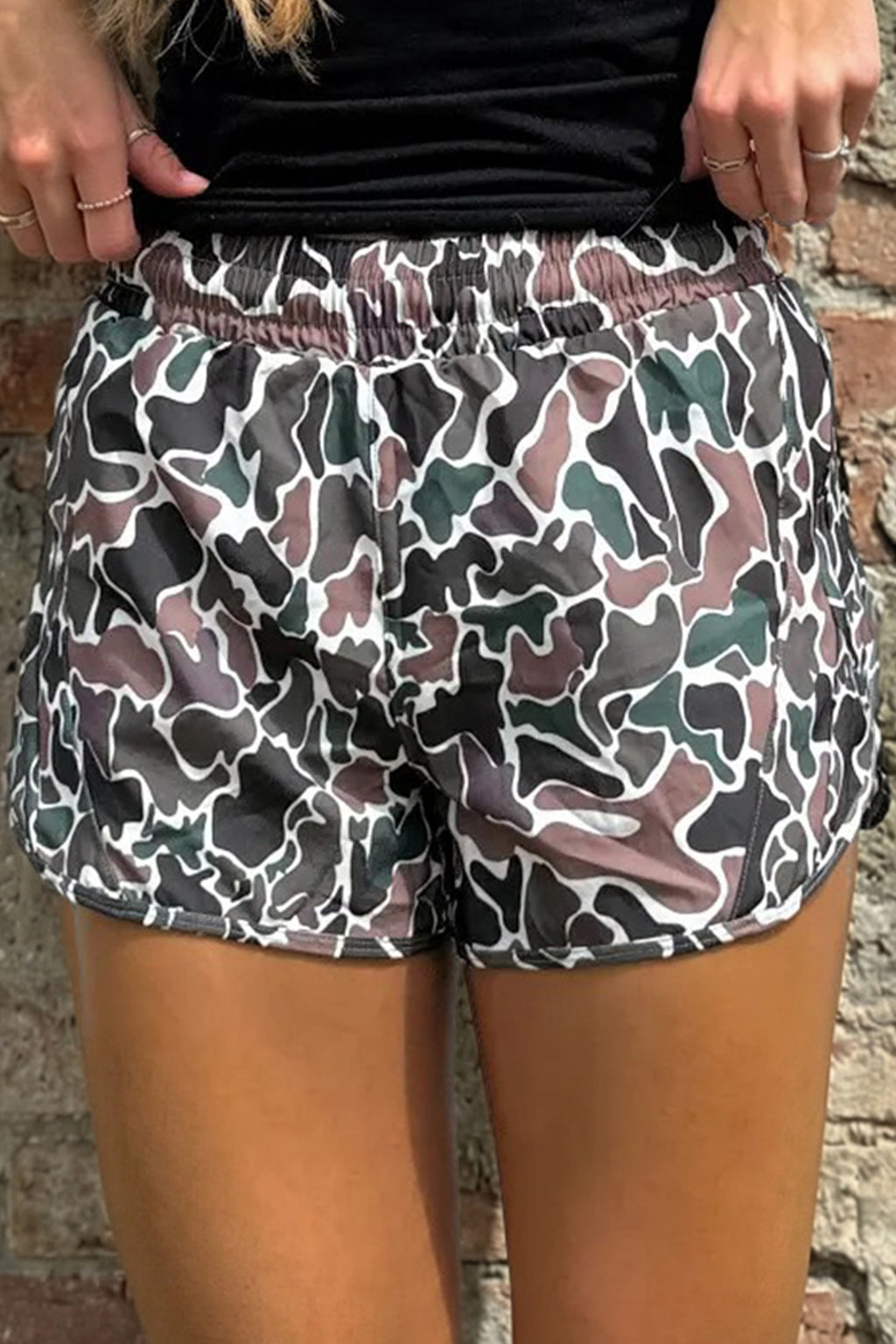 Multicolour Camouflage Print Athletic Lined Shorts