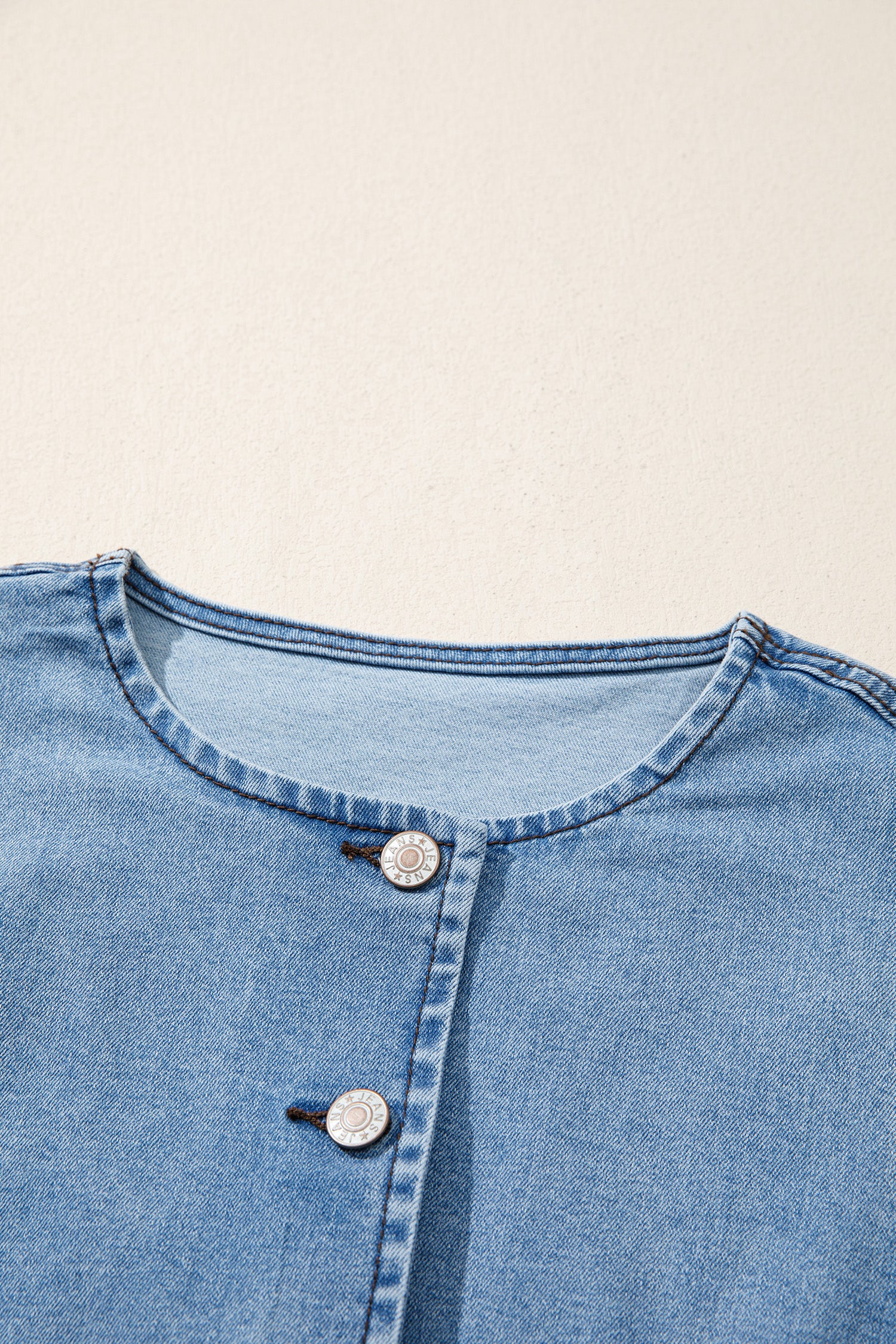 Black Buttoned Front Slit Denim Vest